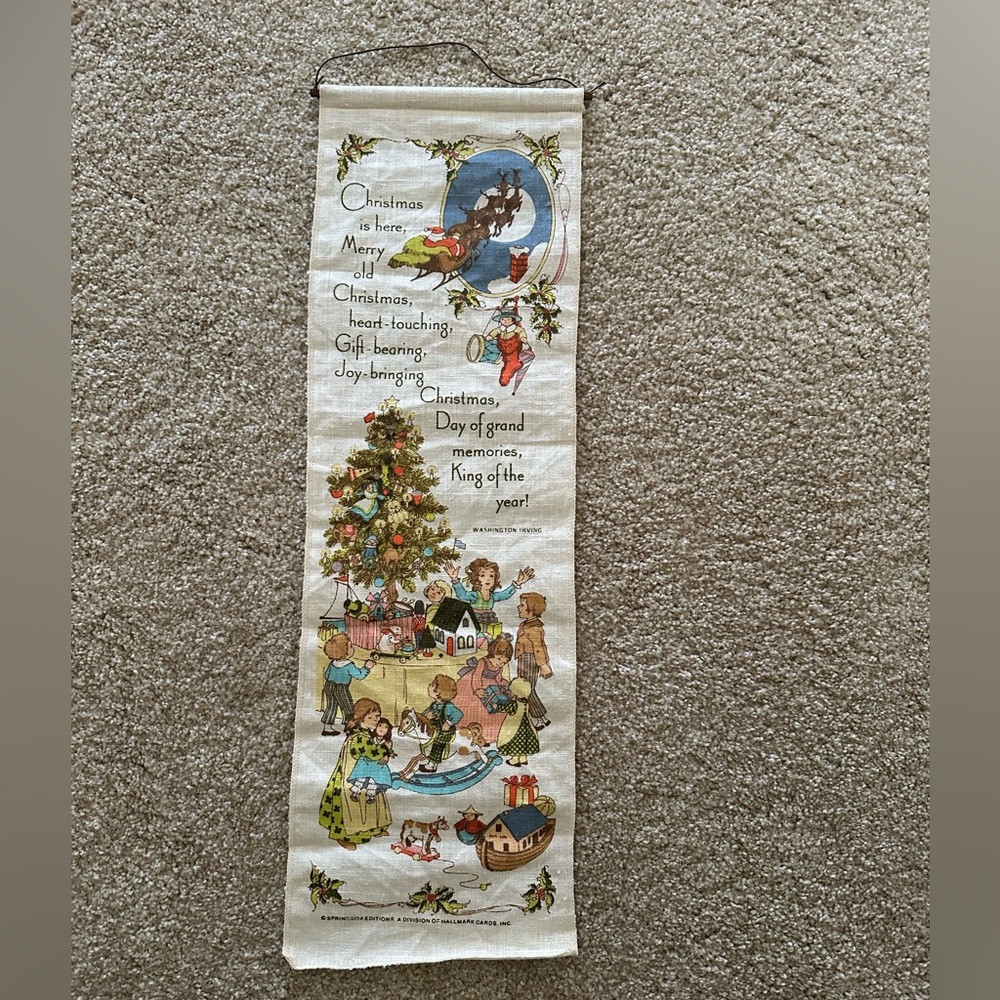 Vintage Linen Christmas Wall Hanging